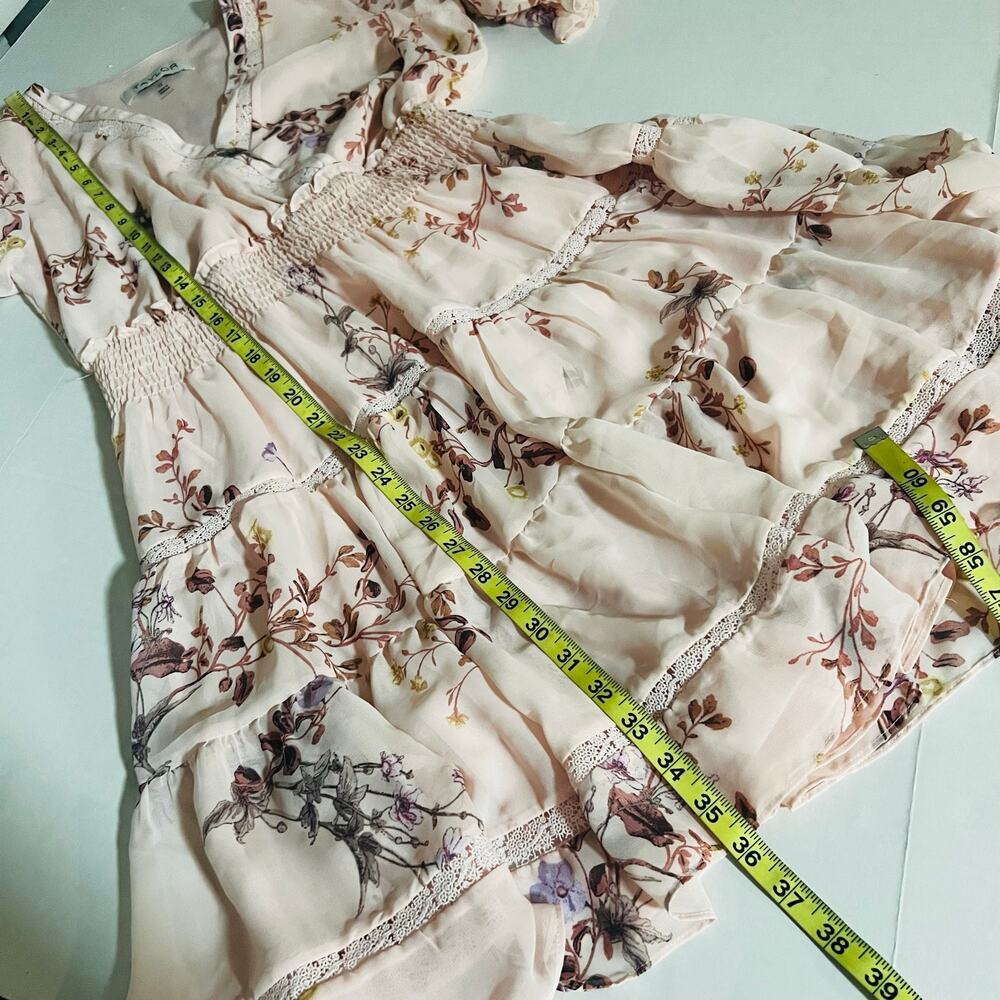 Taylor Fooral Tiered Short Sleeve A Line Dress Size 12 Pink Multicolor - Picture 7 of 8